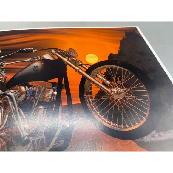 LE GM Harley Davidson motorcycle print artwork signed 22/50 skull 16x12" READ - Picture 7 of 9